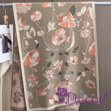 【Decoy】風格時尚 韓版秋冬雙面印花加厚仿羊絨披肩圍巾/2色可選