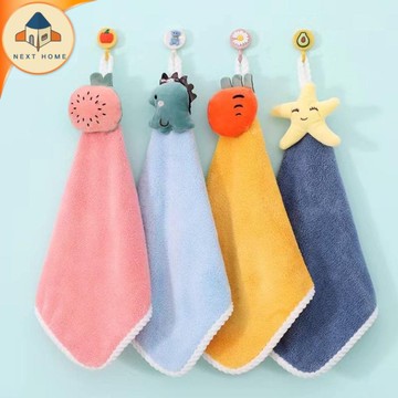 【台灣現貨】可掛式動物 擦手巾 擦手布 擦手 毛巾 加厚款 小方巾 珊瑚絨 吸水手巾 吸水抹布 動物