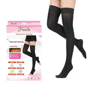 【Freesia】彈性壓力襪-包趾大腿襪(200D)