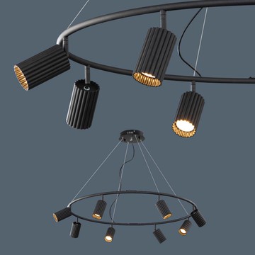 工業風筒狀投射吊燈(附燈泡) 40-70551