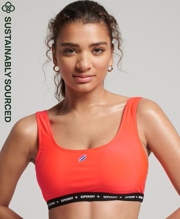 Superdry Women's Women's Micro Elastic Recycled Bikini Top Cream / Hyper Fire Coral - Size: 16 Size: 12