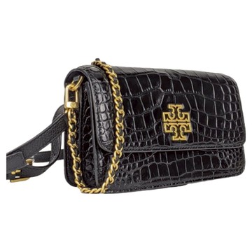 TORY BURCH 皮紋皮革斜背包 S1086063  黑色  200 x 120 x 60cm