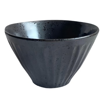 美濃燒 刻紋V杯 日本製 陶瓷 140ml 耐溫-30°C~100°C  黑色  1個