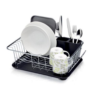 《KitchenCraft》集水盤+餐具碗盤瀝水架(黑)
