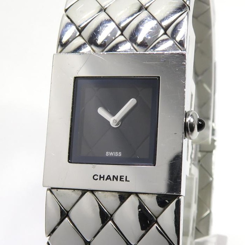 中古】CHANEL レディース 腕時計 マトラッセ SS クオーツ ブラック文字