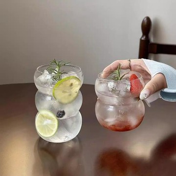ins創意高硼硅玻璃杯異形毛毛蟲果汁杯耐熱透明咖啡杯可愛牛奶杯