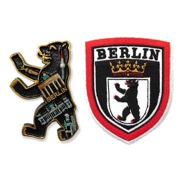 造型布貼＋磁鐵【2件組】德國柏林熊冰箱貼＋柏林熊布標 外國地標磁鐵 紀念磁鐵  造型磁鐵 立體冰箱貼 _廠商直送