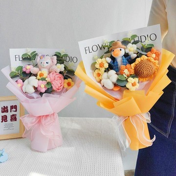 畢業花束  生日禮物女生老師創意公仔花束加油鴨玩偶星戴露卡通花束畢業禮品