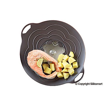 義大利製SiliKoMart專利防漏-聰明蒸煮防溢鍋蓋(S)-黑