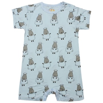 羊樂園 包屁連身衣(短袖) 95%天然竹纖維  18~24個月  藍色