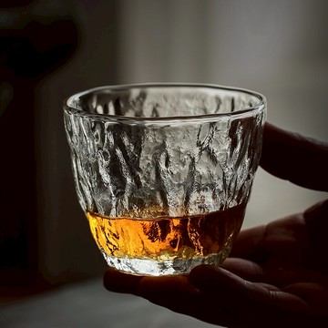 玻璃酒杯日本威士忌杯子冰塊烈酒洋酒杯品鑒杯日式家用錘紋玻璃杯