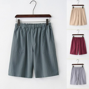 【巴黎精品】現貨+預購 新中式 休閒褲棉麻短褲-夏季寬鬆沙灘純色男褲子7色a1bx67