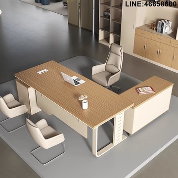 老闆桌 老板桌 經理桌 辦公桌 大班桌 免運 開立發票 老板總裁桌辦公家具簡約現代板式大班臺主管桌經理桌辦公桌椅組合