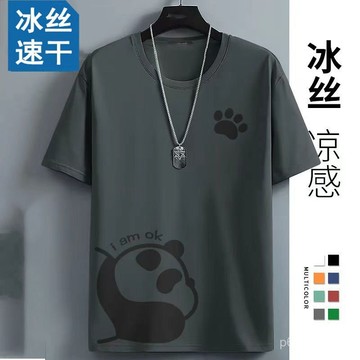 😄桃園上新😄【539次迴購】冰絲男T恤短袖夏季新款速幹透氣大碼寬鬆冰感休閒健身運動上衣服 CLDL