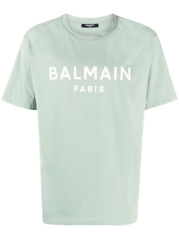 Balmain - logo-print cotton T-shirt - men - Cotton - XS - Green
