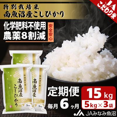 ふるさと納税 南魚沼市 特別栽培米南魚沼産こしひかり8割減 精米 15kg(5kg×3)全6回