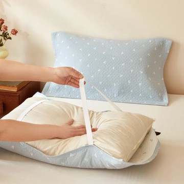 枕巾純棉一對裝可固定綁帶紗布枕頭巾輕奢感夏防頭油加大