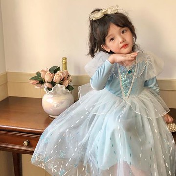 愛莎女童公主網紗萬圣節連衣裙