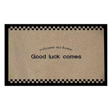 【德利生活】法式絲圈入戶刮泥地墊 40x60cm  1入  good luck 淺棕色