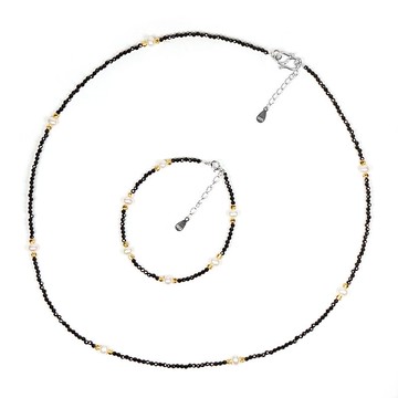 【正佳珠寶】天然淡水珍珠 極細黑尖晶 珍珠項鍊 珍珠手鍊