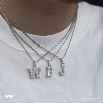 📿限時下殺📿WBJ定製珠寶小字母數字定製吊墜銀飾S925銀鍍金 滿鑲嵌小吊墜項鏈