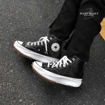 【逢甲FUZZY】Converse Run Star Hike Hi 黑 荔枝皮 皮革 厚底 增高 女鞋 A04292C