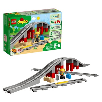 LEGO 10872 Duplo 火車橋梁和軌道積木  灰色 + 紅色 + 黃色  1盒