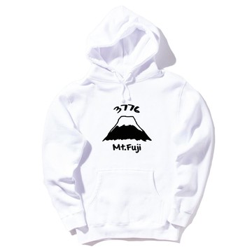 Mt Fuji 3776前圖款【現貨】中性長袖刷毛連帽T 白色 富士山 日本 風景 櫻花 太陽 雪 自創 品牌 文青