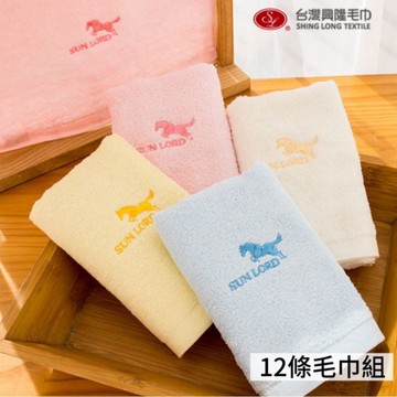 隆馬繡花純棉素色毛巾(12條毛巾組)【台灣興隆毛巾專賣】家用暢銷款 100%純棉 活動檔