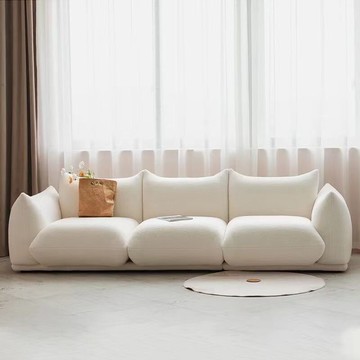 【免運費/免關稅】北歐風 羔羊絨布藝沙發 日式落地大沙發 輕奢直排沙發 可做拆洗 客廳多人位沙發 軟包沙發 家居沙發