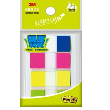 3M Post-it利貼 可再貼抽取式超厚材質標籤(686-4)四色標籤