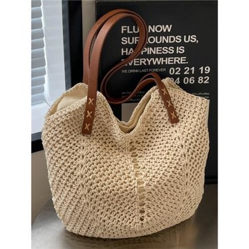 慵懶風棉線編織包包女夏2025新款海邊度假沙灘包大容量單肩托特包