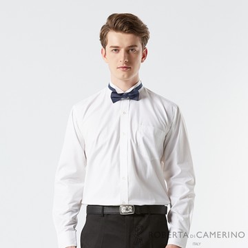 【ROBERTA諾貝達】男裝 白色長袖襯衫-紳士嚴選-奧地利素材 台灣製
