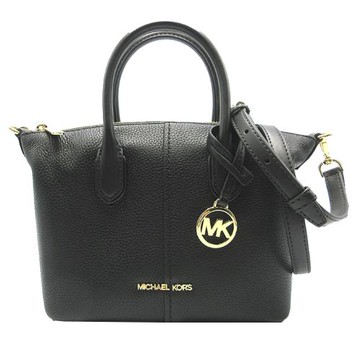 【Michael Kors】素面皮革肩背斜背兩用包-黑