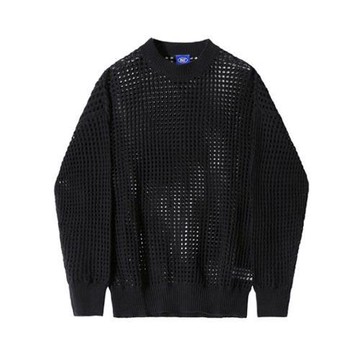 【巴黎精品】針織衫長袖T恤-設計感圓領洞洞男上衣2色a1io60