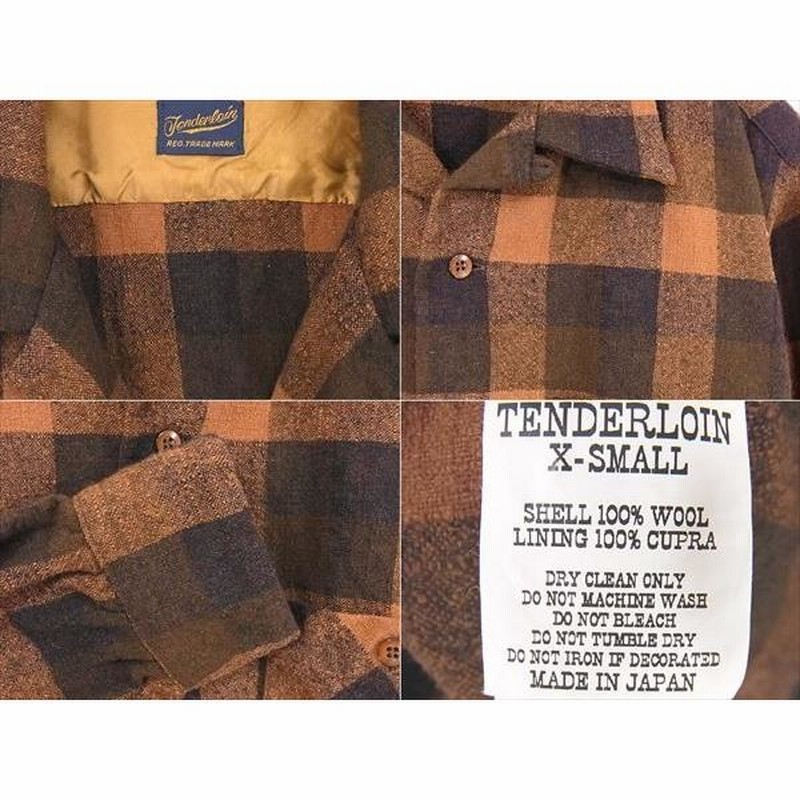 中古 TENDERLOIN T-WOOL SHT P ウールチェックシャツXS/茶