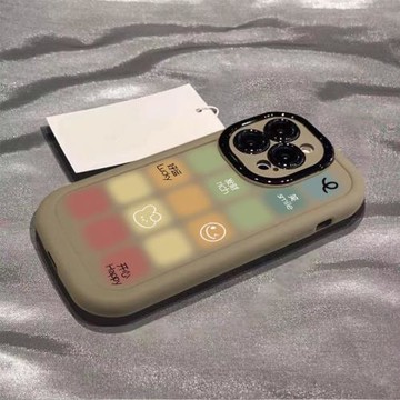 暈染彩色格子適用蘋果16promax手機殼15pm彩繪新款14高級感小眾iphone14pro情侶冷淡風13軟硅膠12鏡頭x全包女