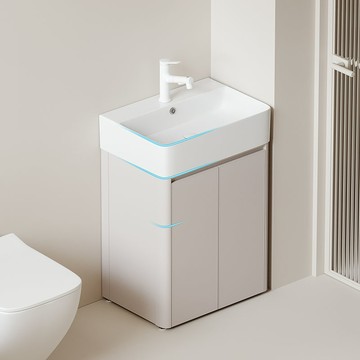 免運/可開發票 浴室櫃 浴室洗手櫃 洗手盆 奶油風小戶型落地蜂窩太空鋁浴室柜洗手盆組合洗臉盆洗漱臺一體盆 快速出貨