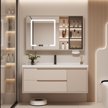 吊柜橡木浴室柜衛生間壁柜地柜洗臉盆智能洗手池多層實木浴室柜 y8051