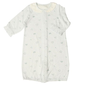 akachan honpo - 長袖蓬鬆有機棉連身衣-淺綠色 (50～70cm)