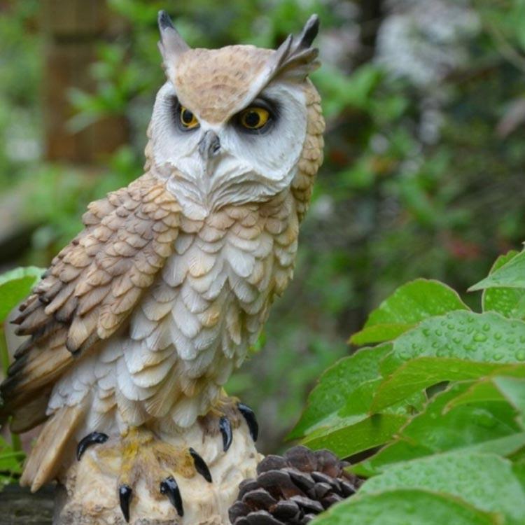 鳥よけ 鳩よけ 鳥対策 樹脂 フクロウ 本物そっくり 防鳥防獣対策 置物 オーナメント 装飾 ディスプレイ ベランダ 庭 ガーデン 撃退ハト スズメ