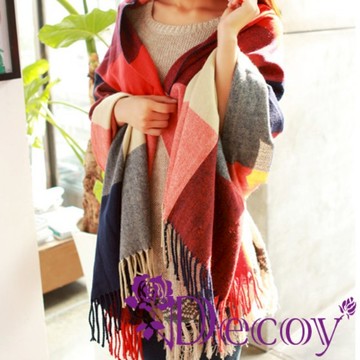 【Decoy】蘇格蘭格紋＊寬版編織圍巾/顏色可選