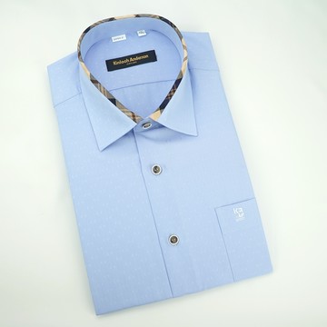 【金‧安德森】經典格鑲領藍色吸排窄版長袖襯衫