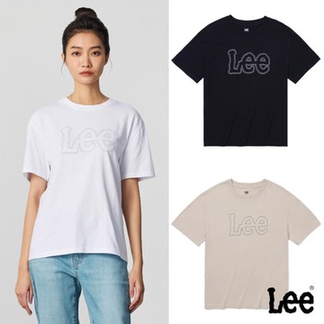Lee 女款 雙色線條Logo短袖圓領T 三色