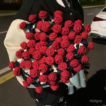 手工玫瑰花毯子毛綫diy花束毯子材料包鈎織鈴蘭玫瑰創意編織禮物 LGL5