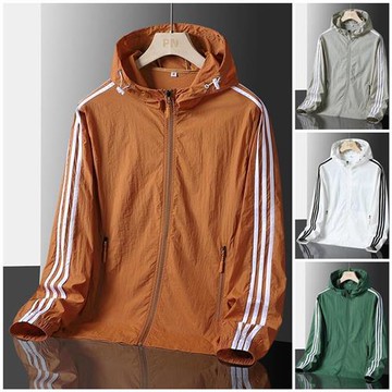 【米蘭精品】現貨+預購 男涼感防曬衣防曬外套三條槓夏季連帽戶外釣魚服薄版夾克-男外套4色74lg50