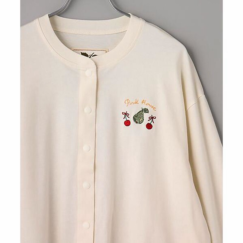 【美品】近年モデル ピンクハウス　シロツメ草とレンゲ草刺繍入りカーディガン セール】 雛菊とさくらんぼモチーフカーディガン （カーディガン