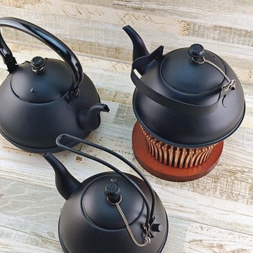 特厚不銹鋼飯店餐廳泡茶壺黑色古典餐館酒店不銹鋼茶壺商用水壺