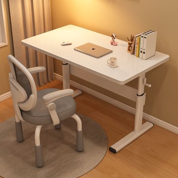 免運 開發票 實木書桌學習桌學生臥室臺式電腦桌簡約家用辦公手搖寫字桌升降椅 快速出貨