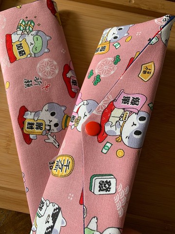 文青風環保純棉筷袋  脫單成功 浪漫粉 日本 潮物 收納 手作餐具